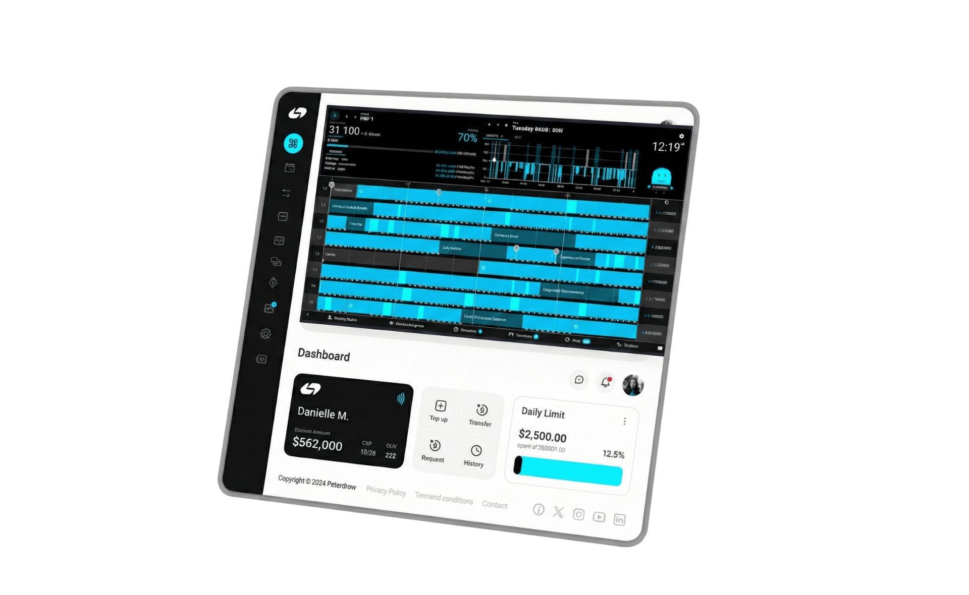 Nexa industrial dashboard displaying real-time data analytics, timeline events, and operational metrics